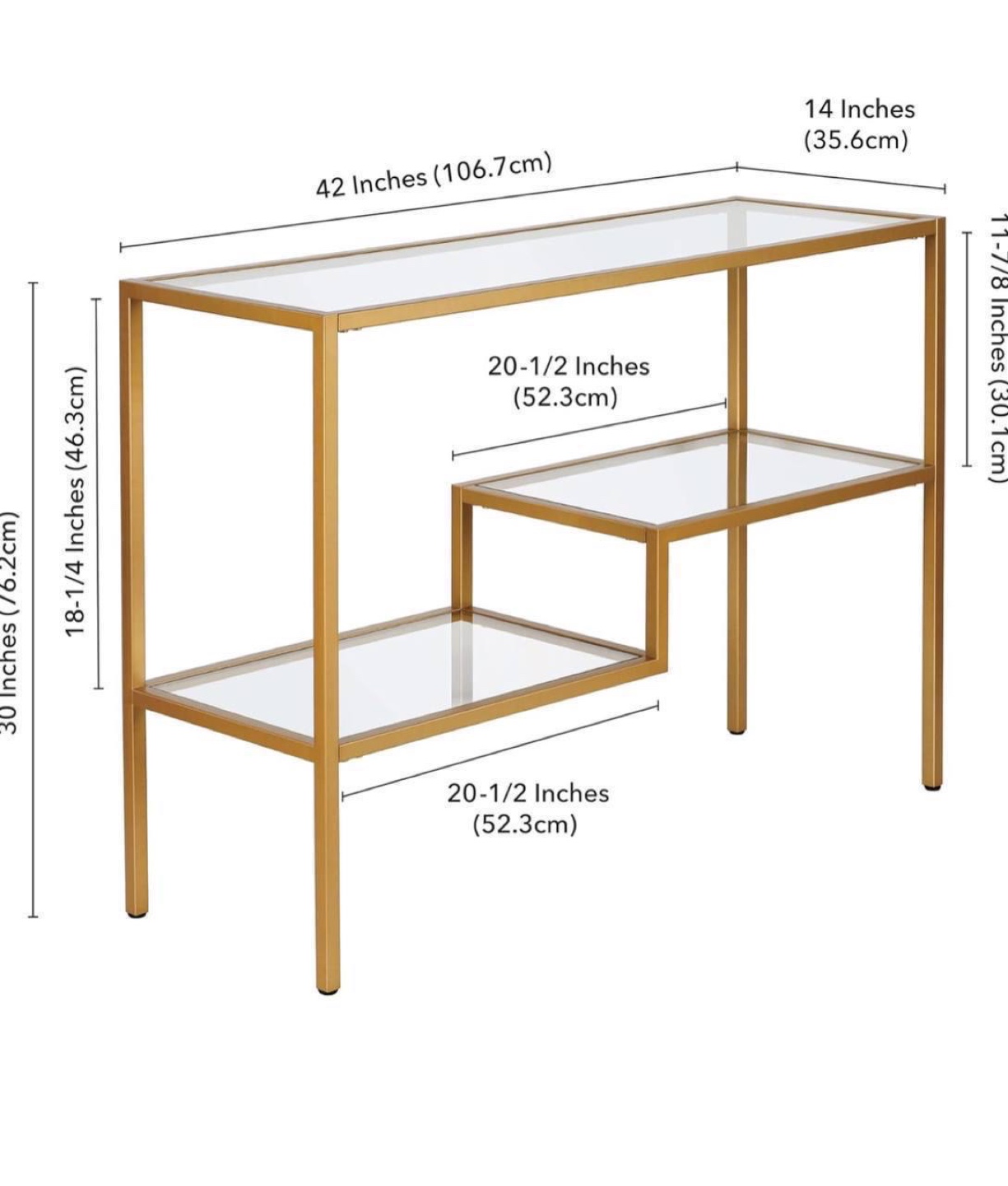 Gold Metal and Glass Console + Tables(3 items) - photo 3