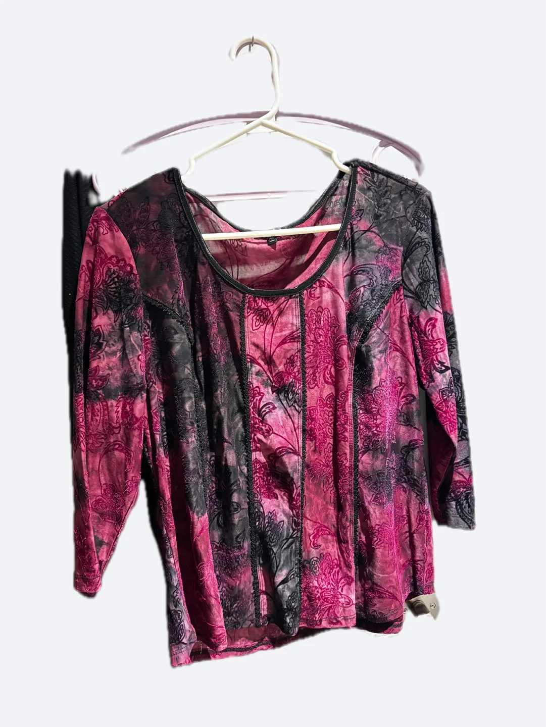 Floral Print Top - Pink & Black thumbnail