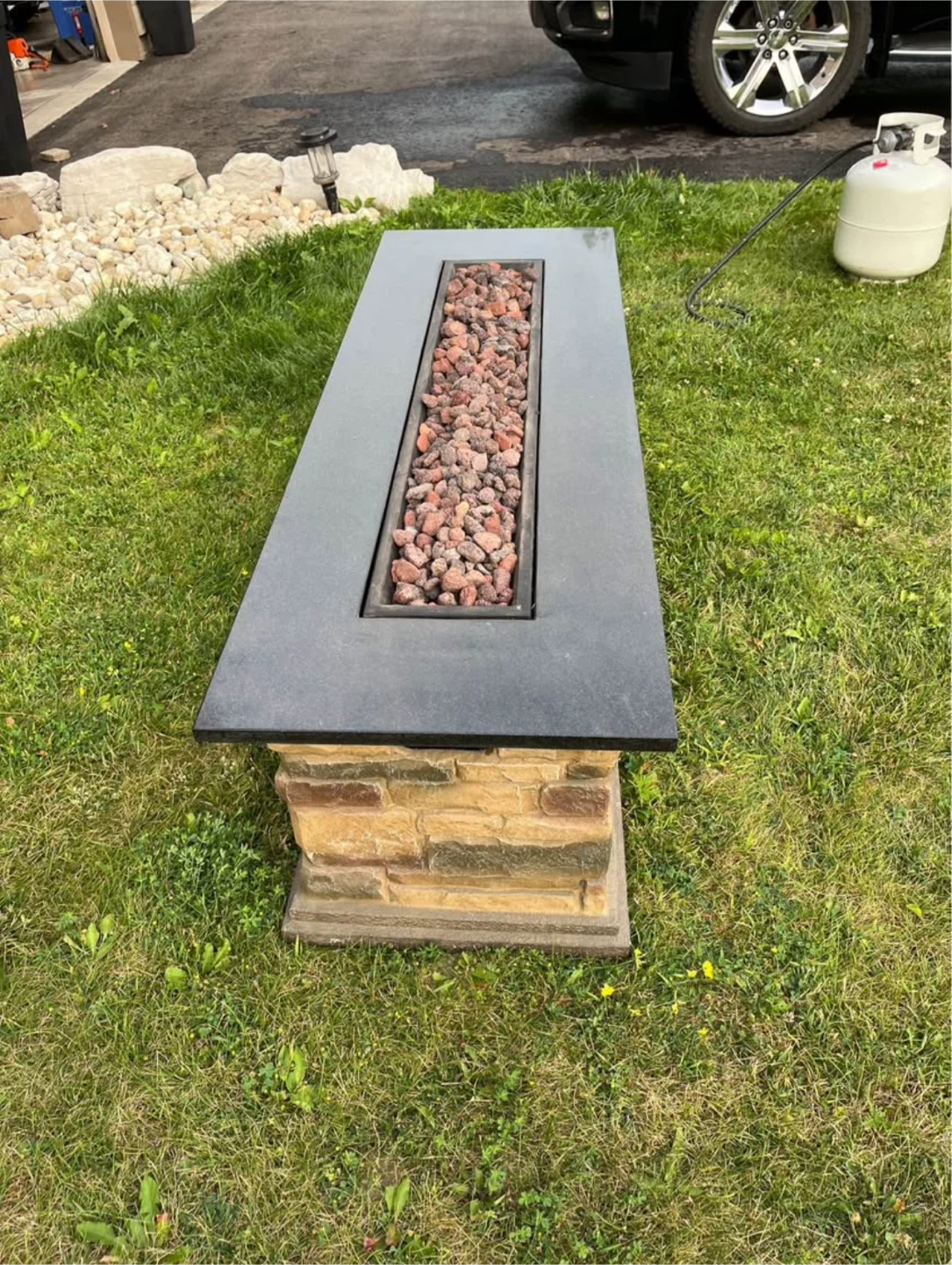 🔥 FOR SALE: Outdoor Propane Large Fire Pit – Black Granite Top 🔥 - photo 2