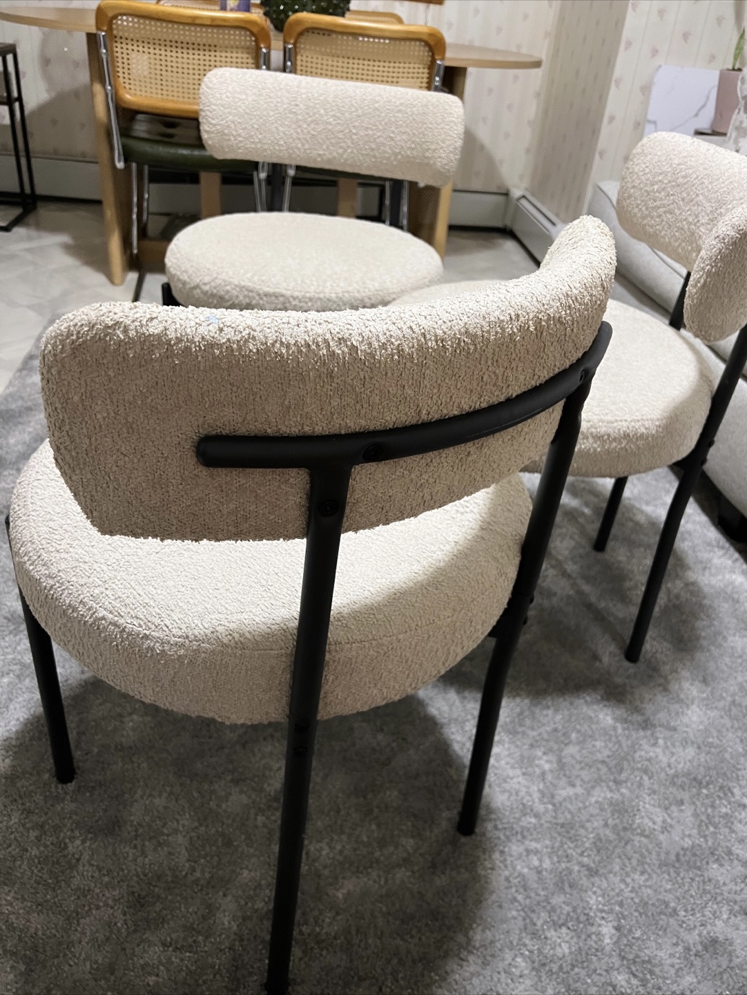 Ivory Boucle Dining Chairs (Set of 3) - photo 3