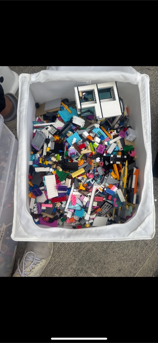 Lego Blocks in White Bin