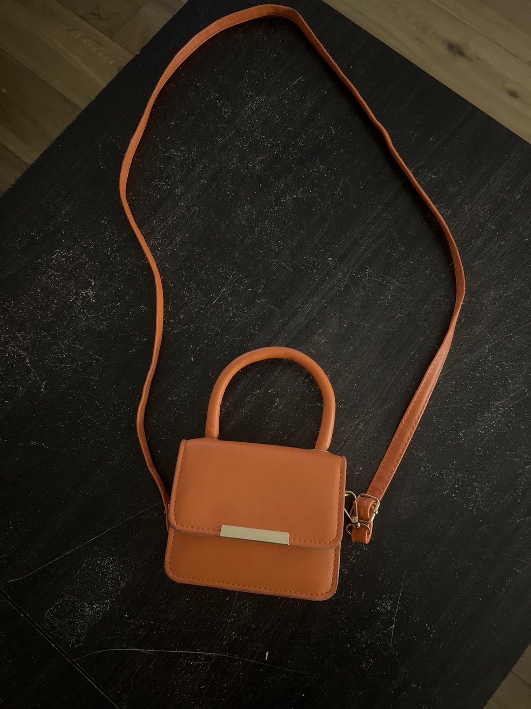 Orange Mini Top Handle Crossbody Bag