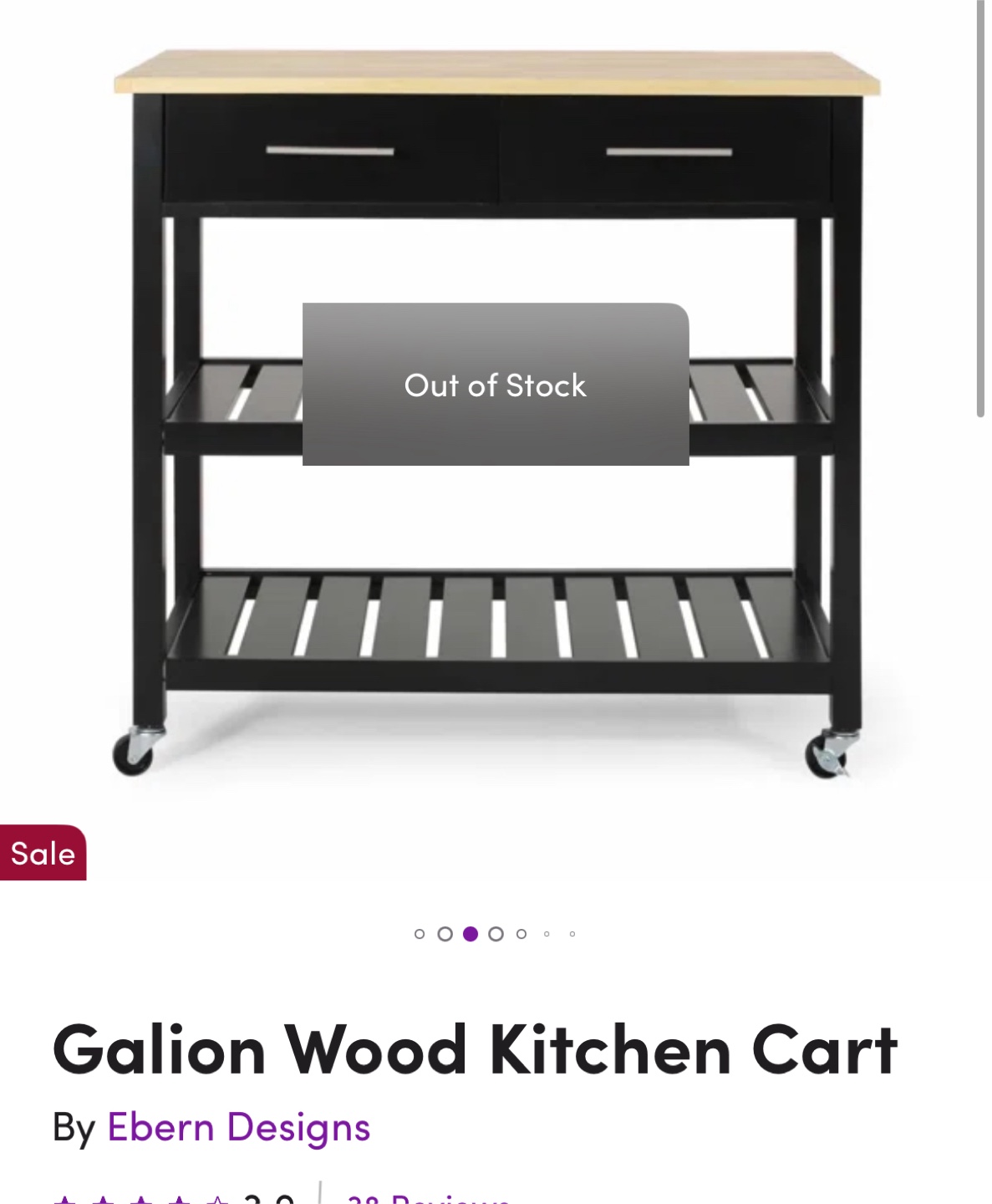 Ebern Designs Galion Wood Kitchen Cart - photo 4
