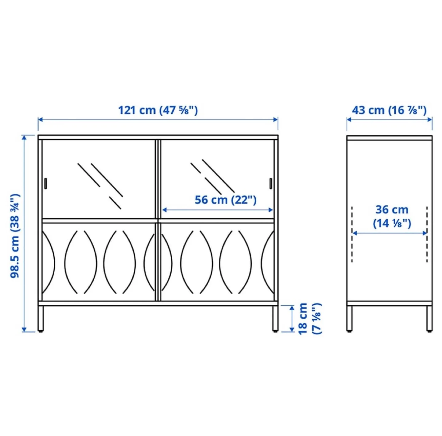 IKEA KALKNÄS White Glass Cabinet image indicator(4)