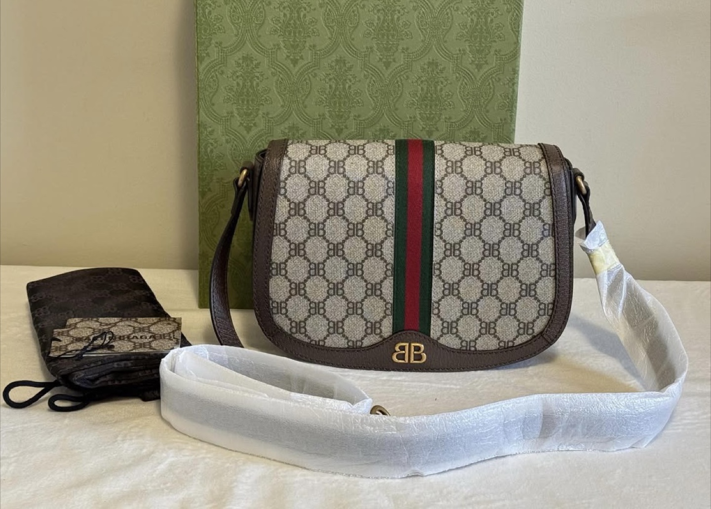 Gucci x Balenciaga 'BB' Monogram Shoulder Bag