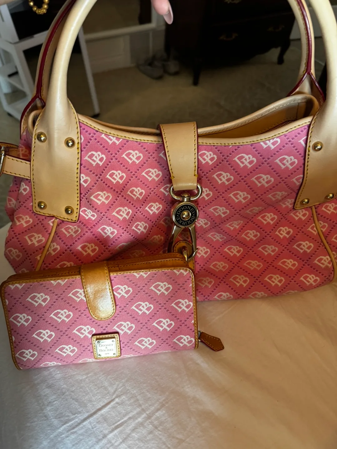 Dooney & Bourke Pink Handbag & Wallet Set thumbnail
