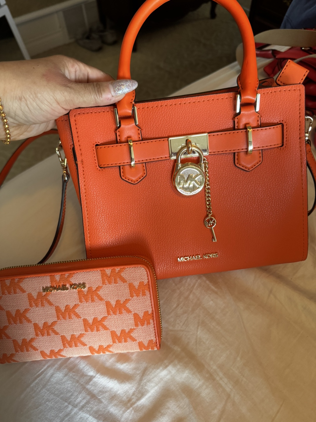 Michael Kors Orange Satchel & Wallet Set