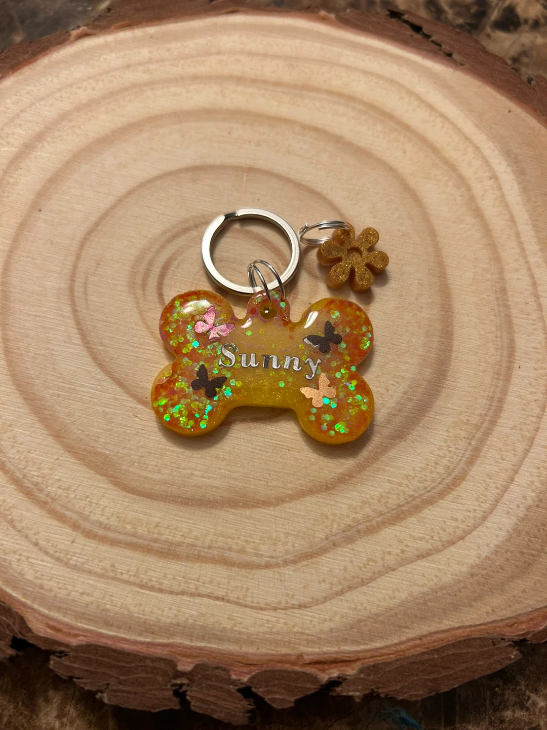 Handmade 'Sunny' Dog Bone Keychain