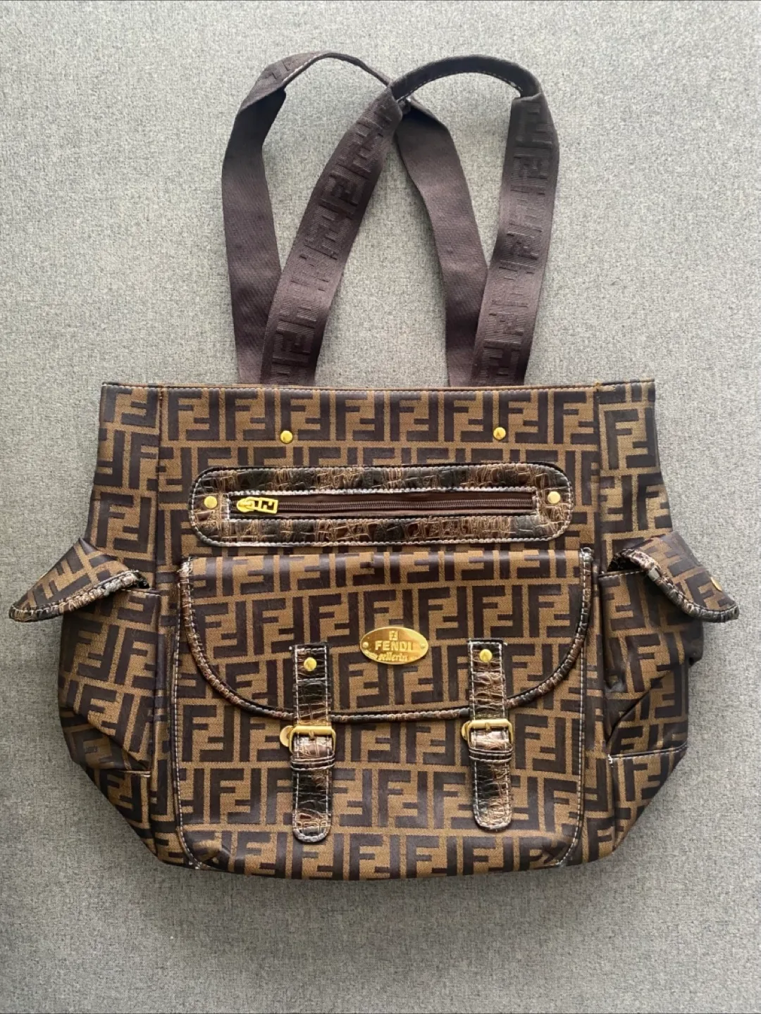 Vintage FNDI Zucca Canvas Sellerin Collection Tote Bag thumbnail