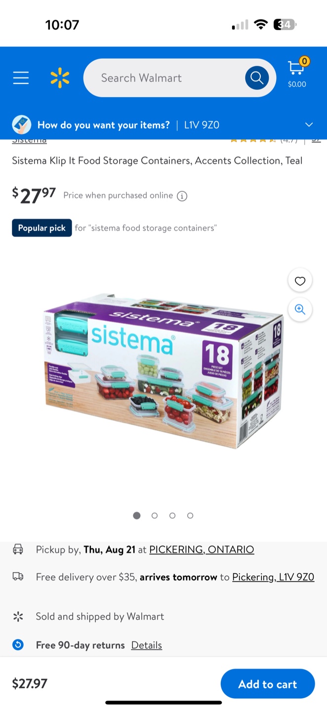 Sistema Klip It 18-Piece Food Storage Set, Teal Accents - photo 2