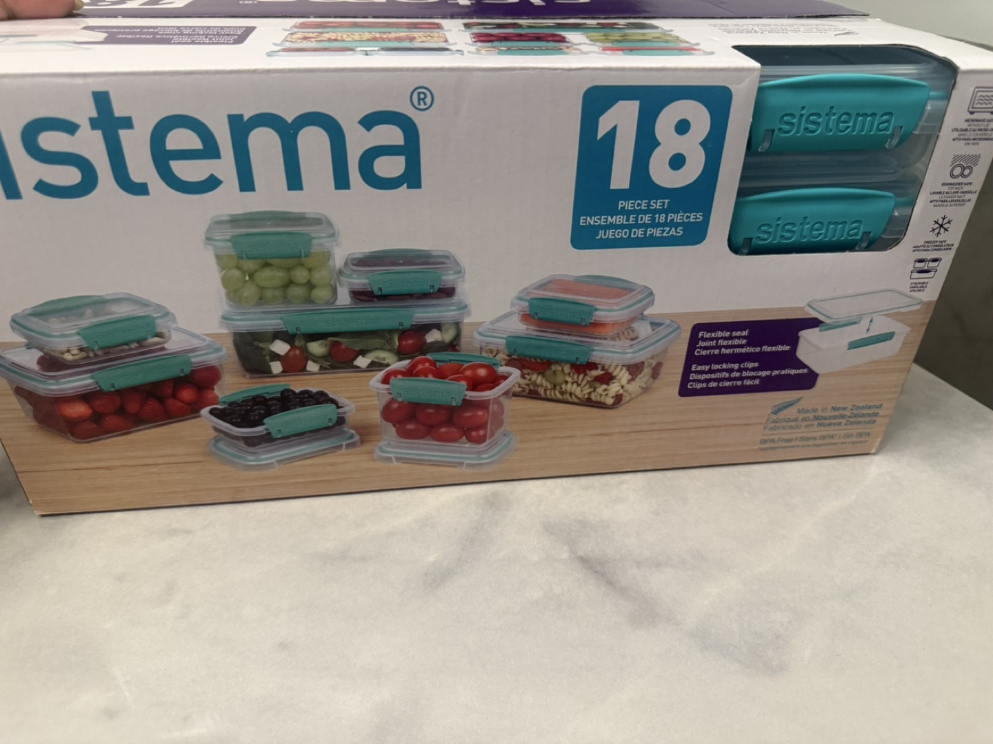 Sistema Klip It 18-Piece Food Storage Set, Teal Accents