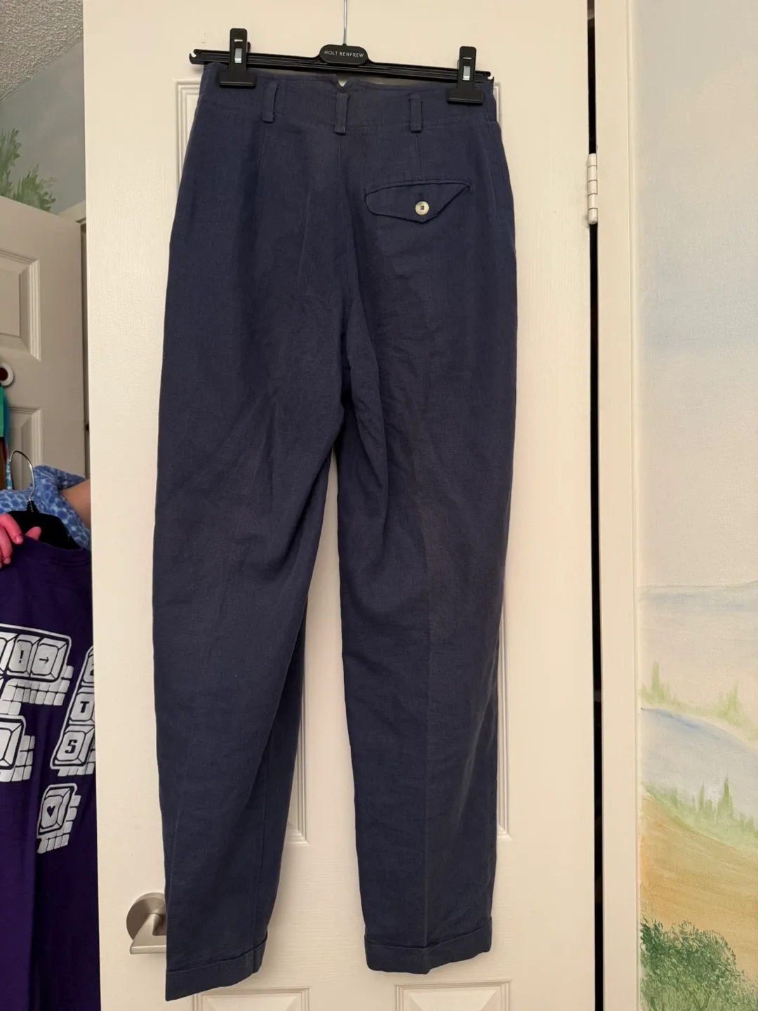 Liz Claiborne Vintage Blue Linen Pleated Trousers image indicator(5)