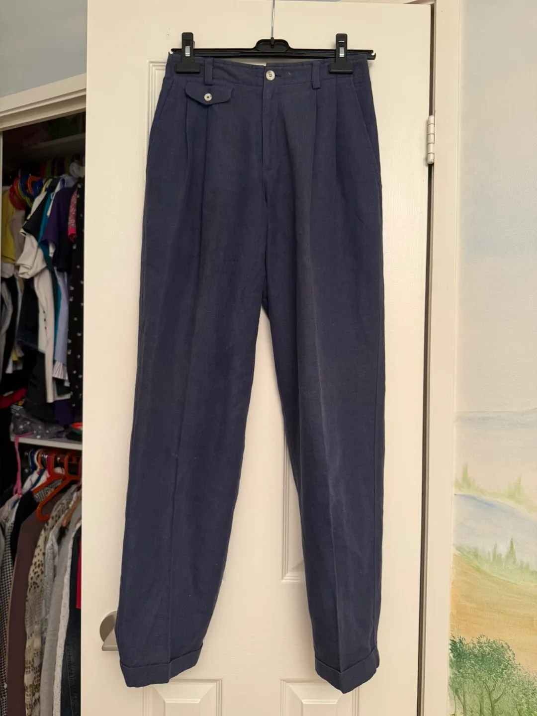 Liz Claiborne Vintage Blue Linen Pleated Trousers image indicator(4)