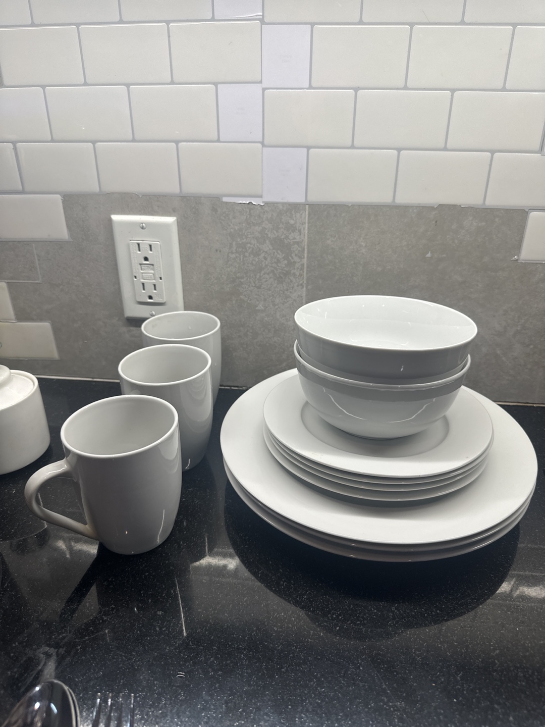 White Dinnerware Set - Plates, Bowls, Mugs