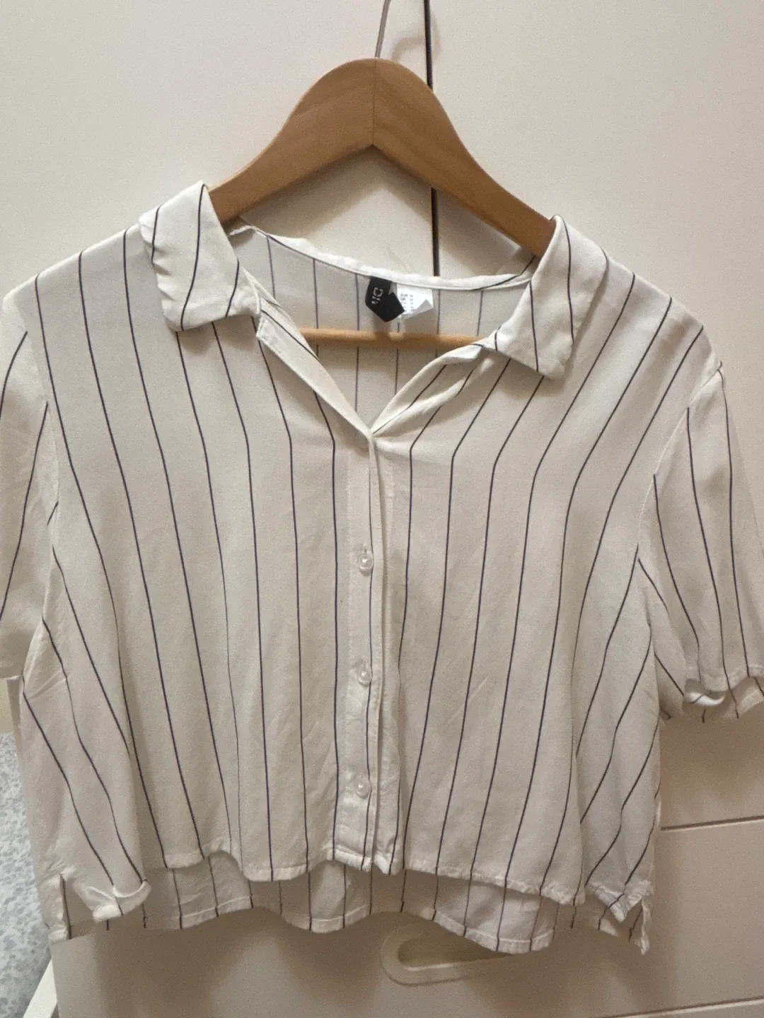 H&M Divided White Striped Blouse - Size M thumbnail