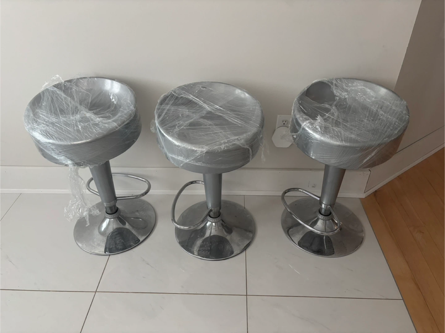 Set of 3 Silver Bar Stools
