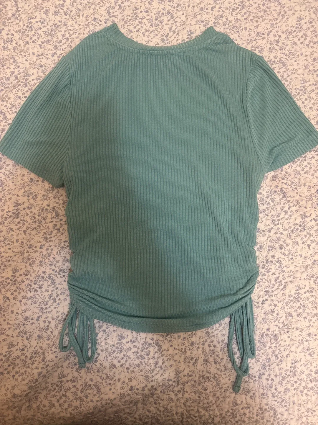 LCW Teal Ribbed Ruched Top - Size M image indicator(2)