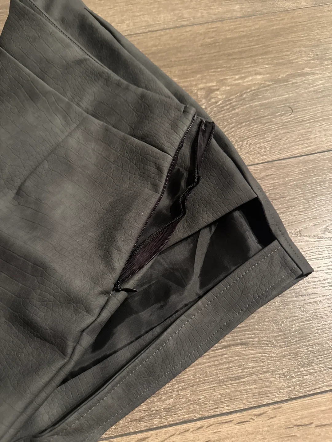 Grey Faux Leather Mini Skirt image indicator(2)