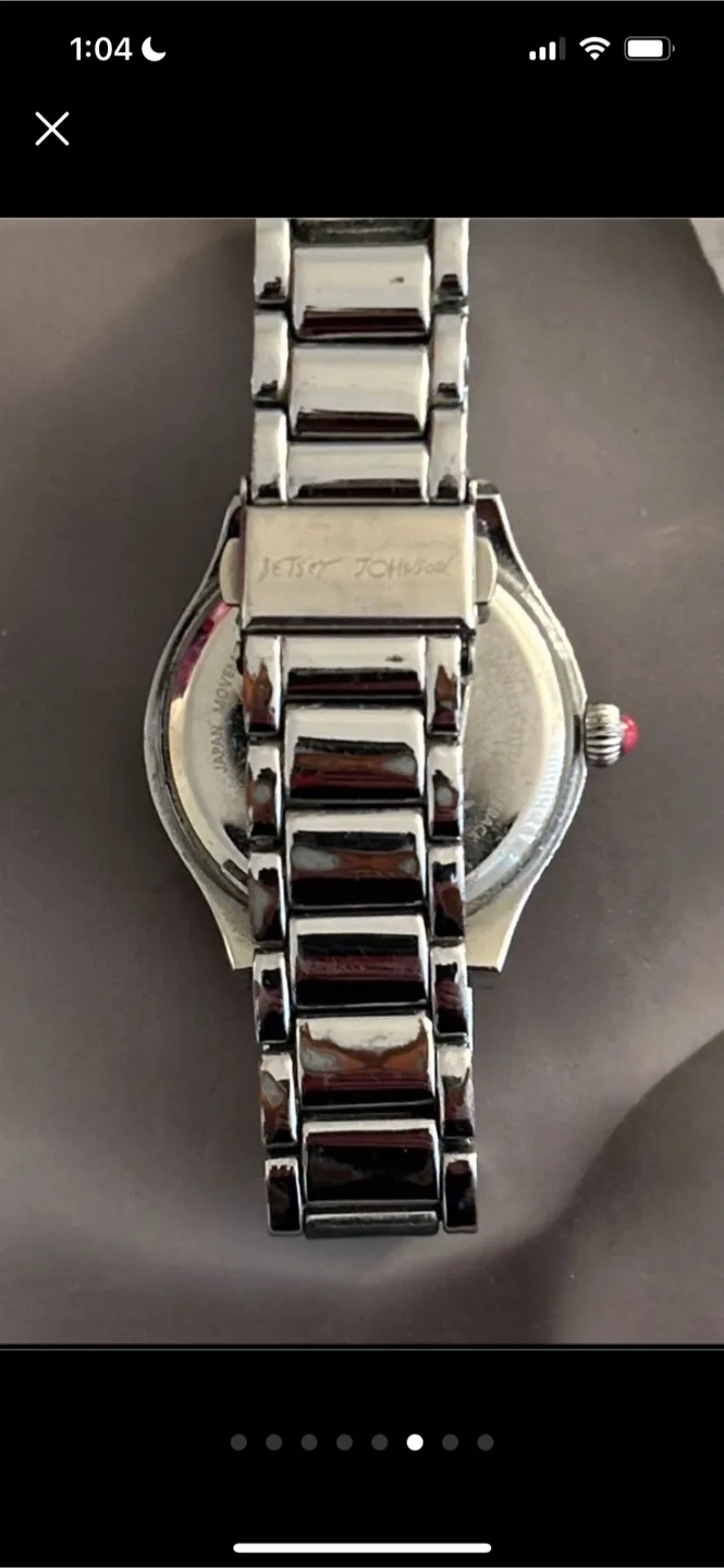 Betsey Johnson Silver Watch with Crystal-Studded Bezel image indicator(6)