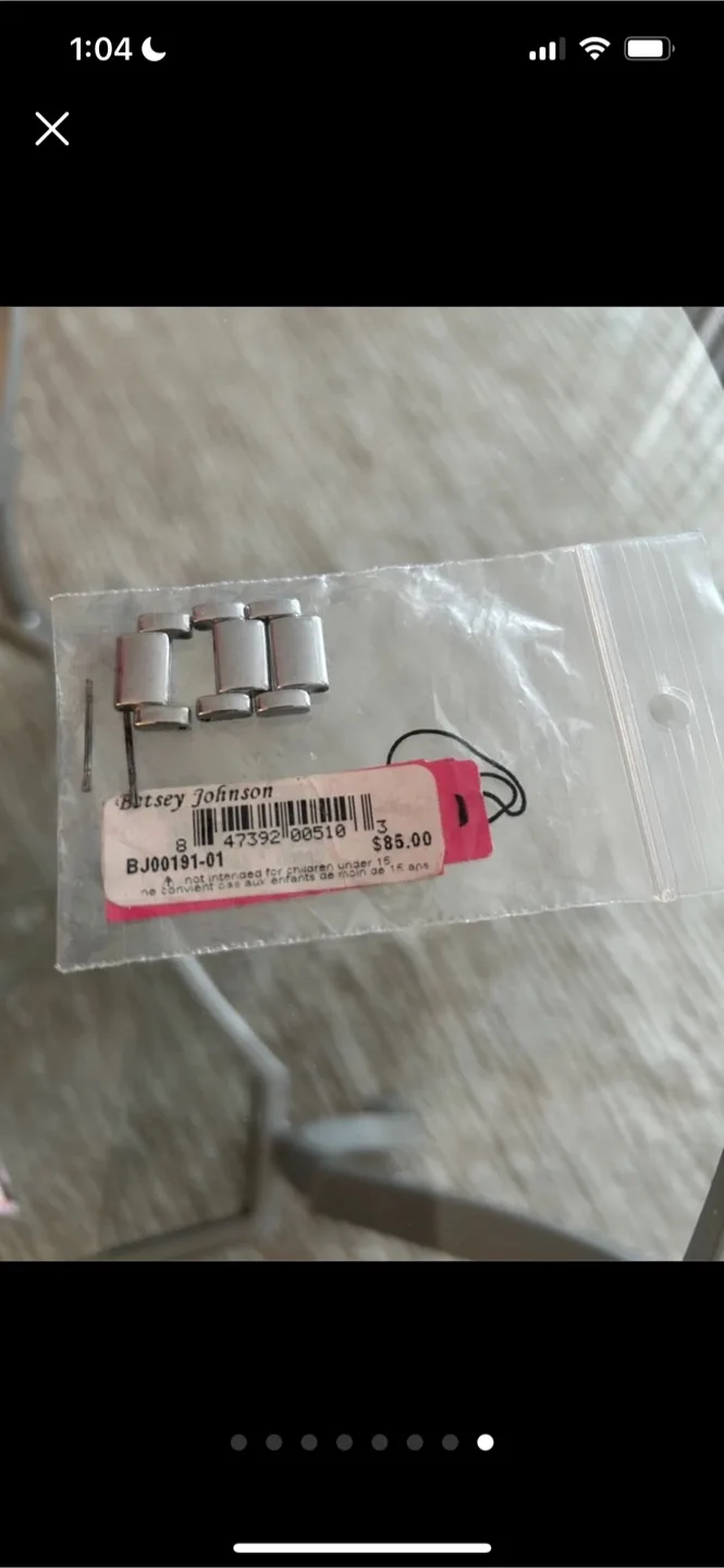 Betsey Johnson Silver Watch with Crystal-Studded Bezel image indicator(8)