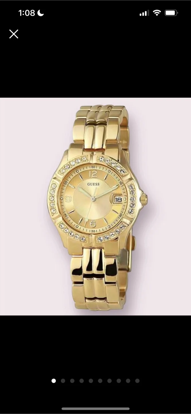GUESS Gold Tone Women's Watch with Crystal Bezel thumbnail