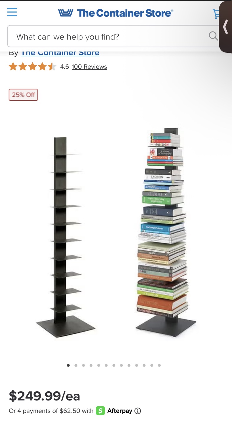 The Container Store Floating Bookshelf - Anthracite