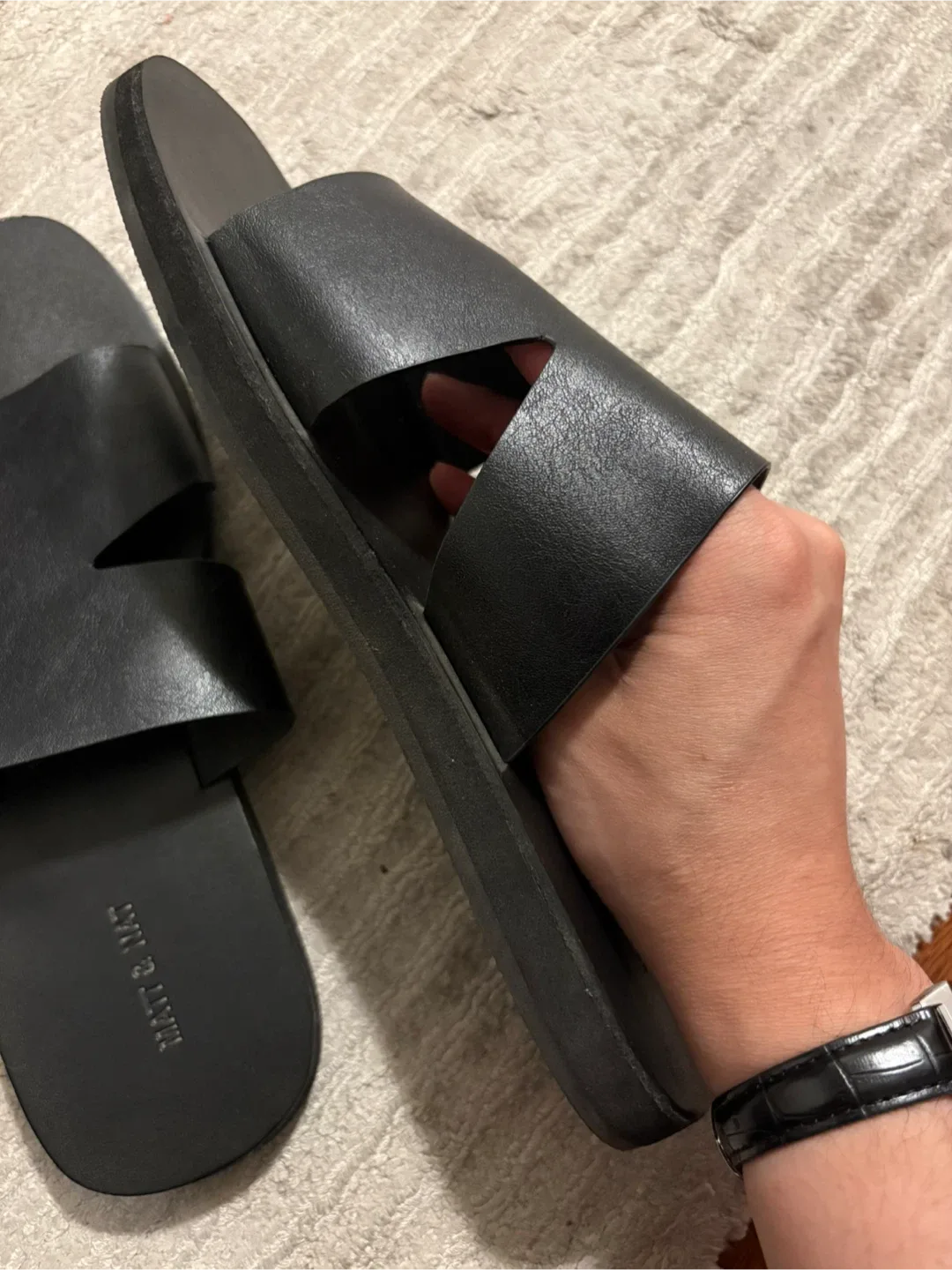 Matt & Nat Black Vegan Leather Sandals image indicator(3)