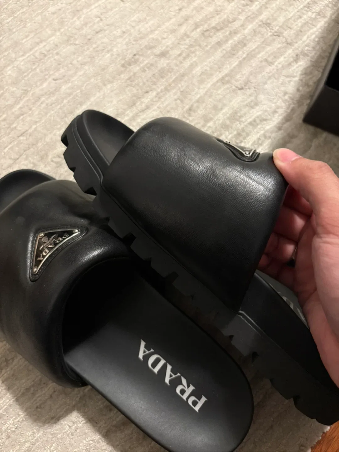 Prada Black Padded Slide Sandals image indicator(3)