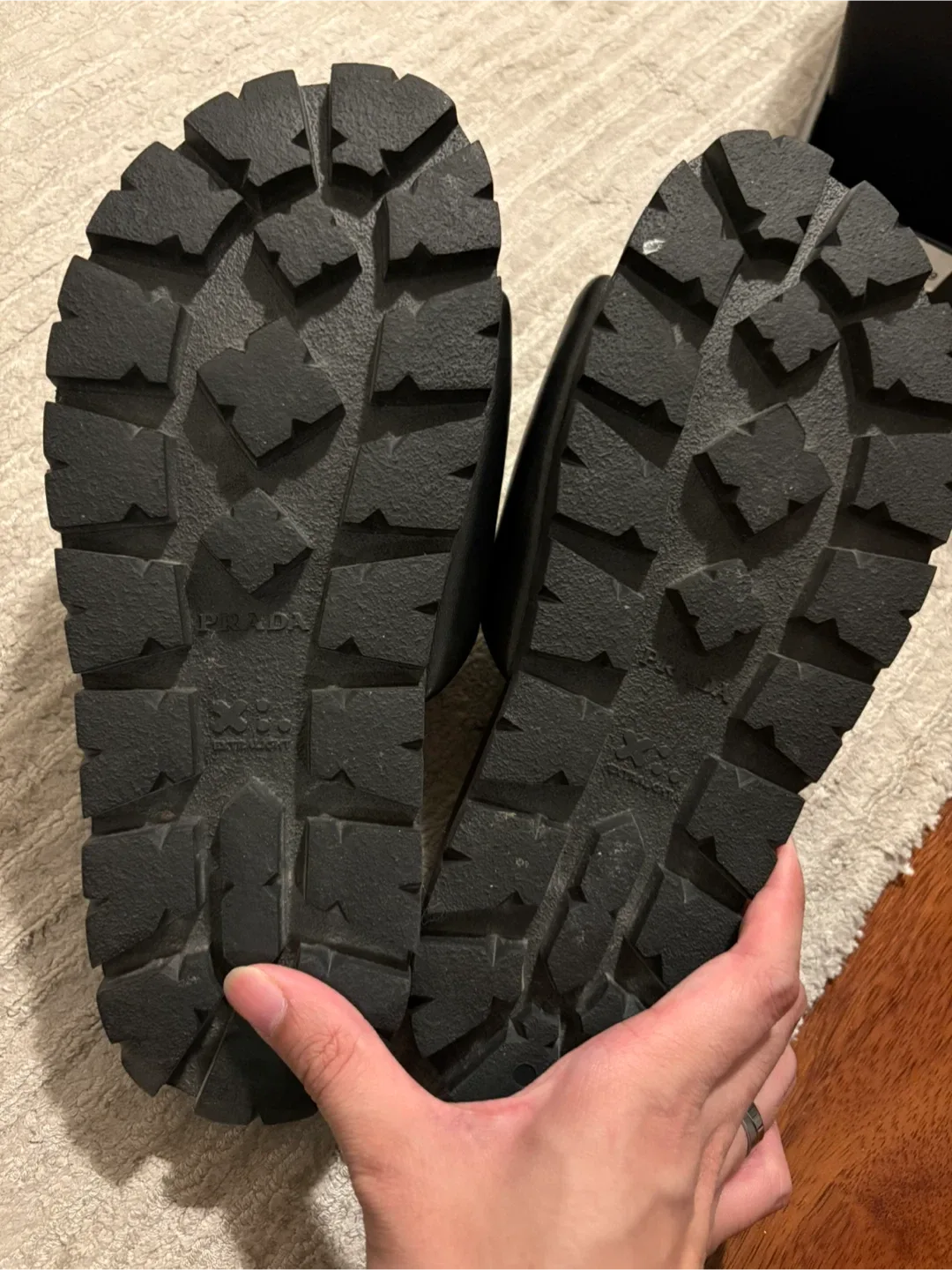 Prada Black Padded Slide Sandals image indicator(6)