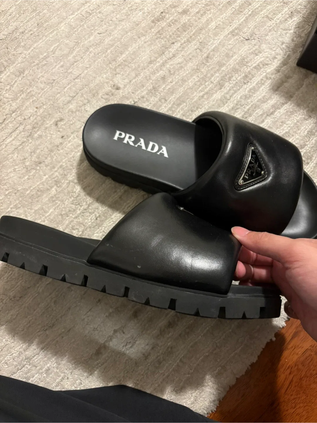 Prada Black Padded Slide Sandals image indicator(4)