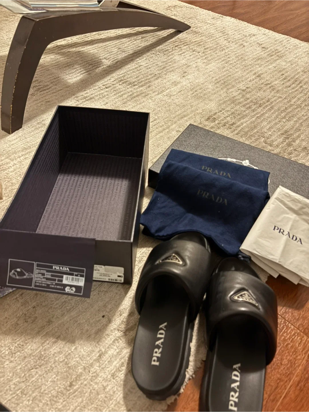 Prada Black Padded Slide Sandals image indicator(9)