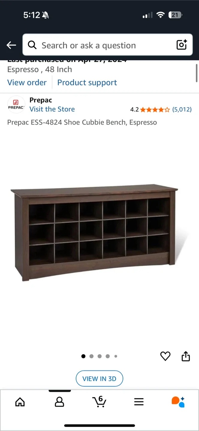 Prepac ESS-4824 Espresso Shoe Cubbie Bench image indicator(4)