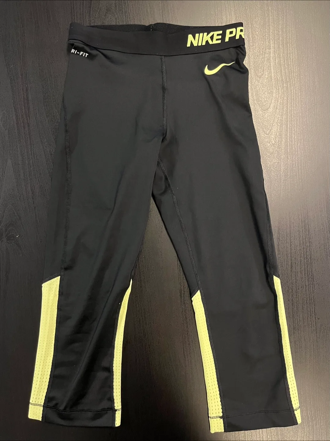 Nike Pro Dri-FIT Black/Yellow Leggings - size S thumbnail