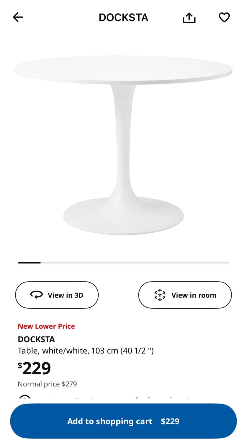 IKEA DOCKSTA White Table - 40 1/2" - photo 2