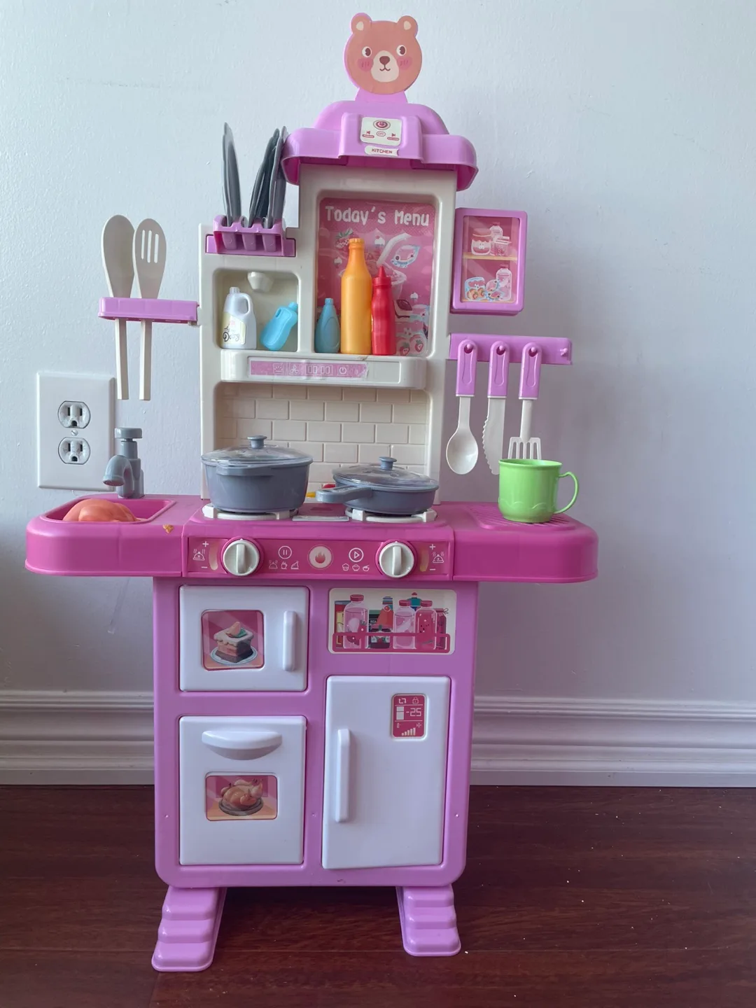 Kids Pink Toy Kitchen Set thumbnail