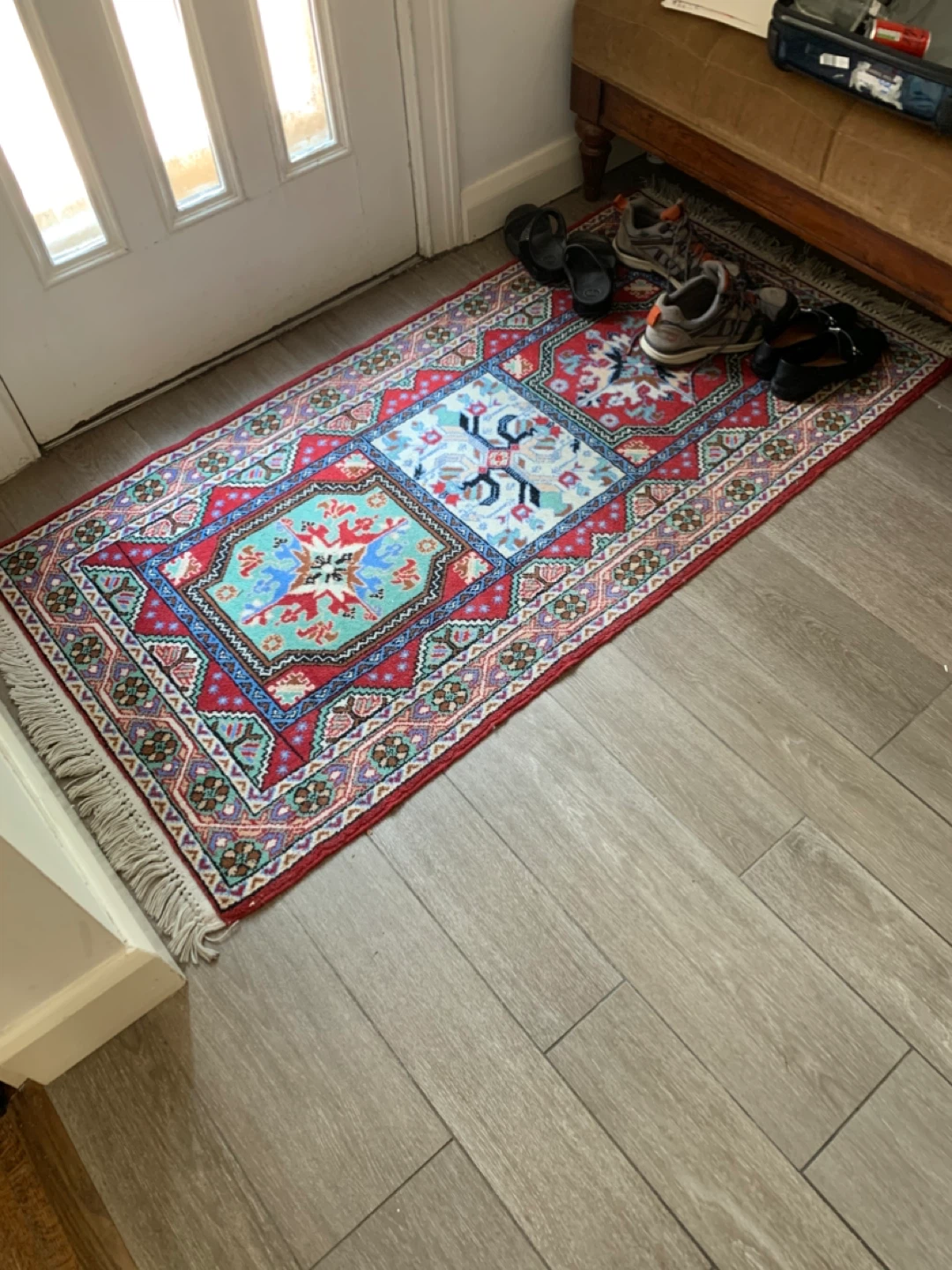 Area Rug - Red, Blue, & White Patterned