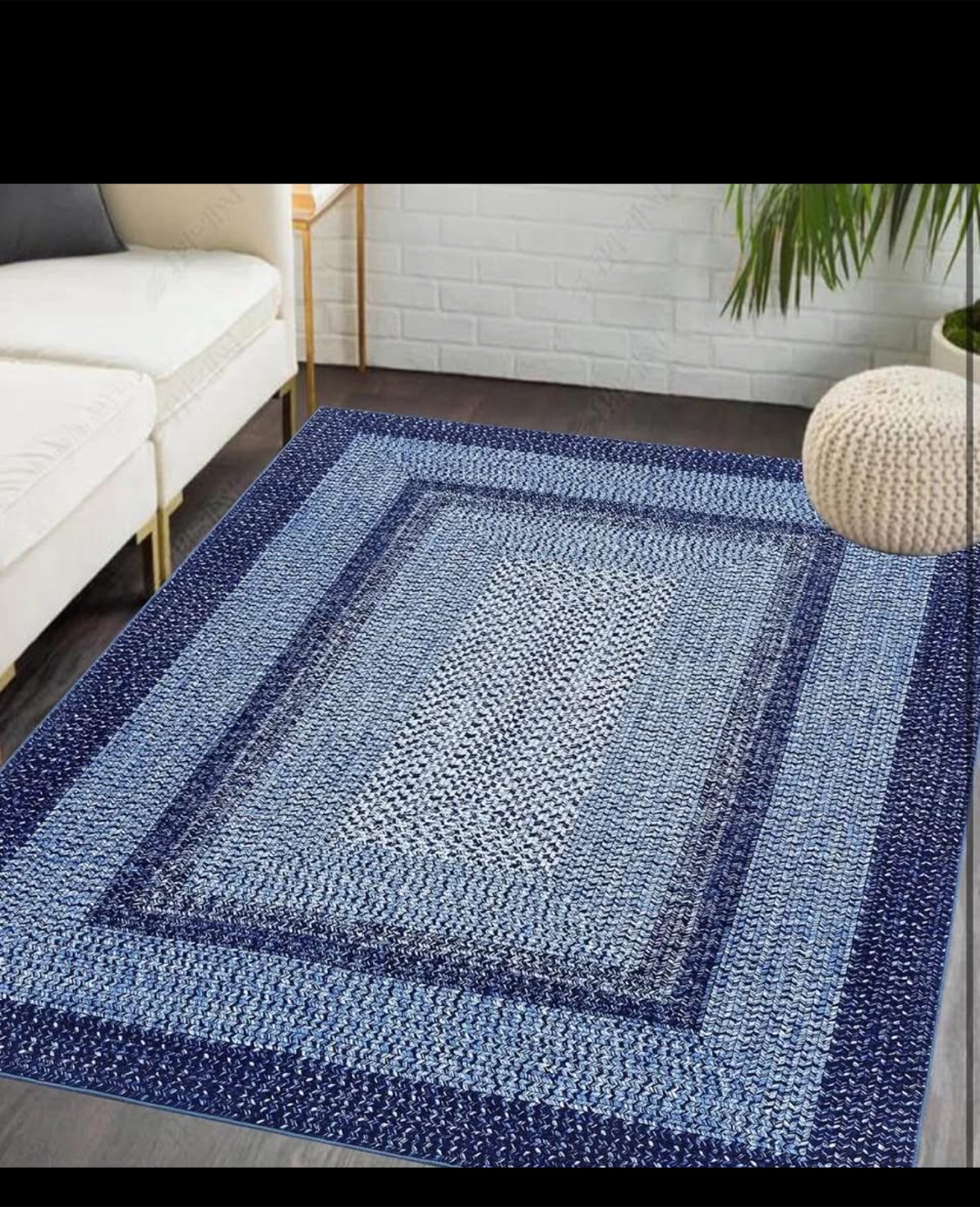 Blue Braided Rug - Low Pile Design 6x9