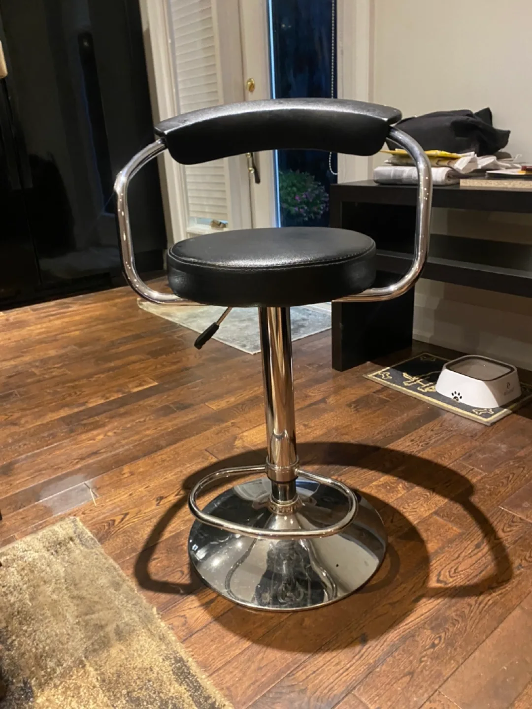 Black Bar Stool with Chrome Base thumbnail