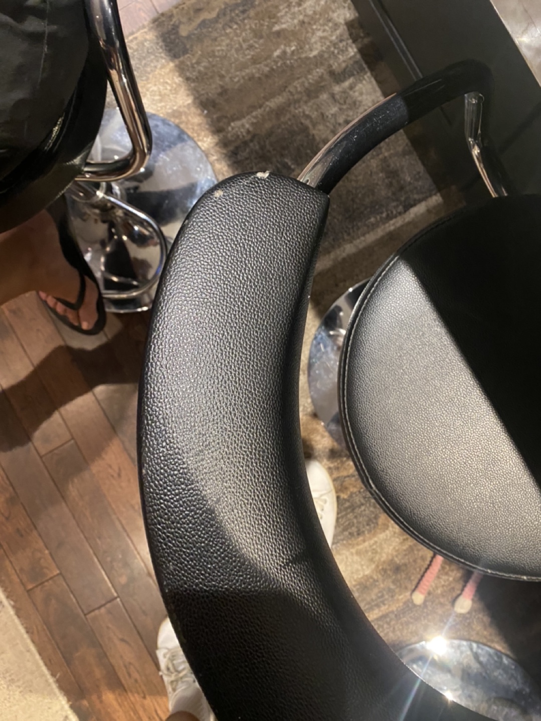 Black Bar Stool with Chrome Base - photo 5