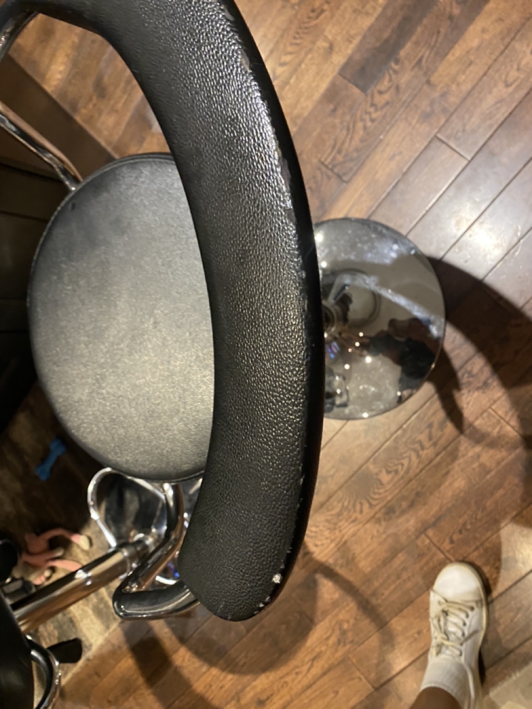 Black Bar Stool with Chrome Base - photo 3