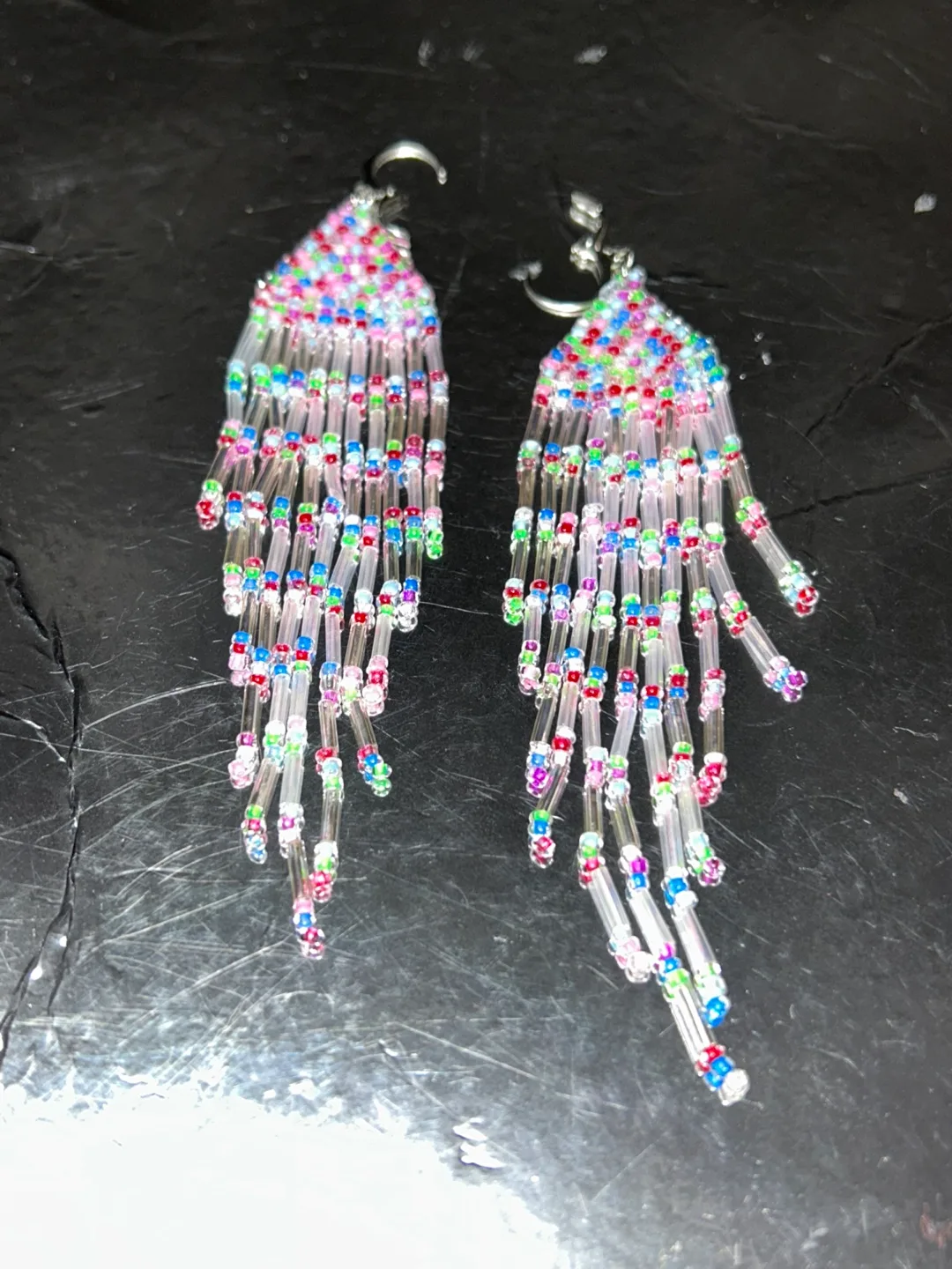 Beaded Fringe Dangle Earrings image indicator(3)