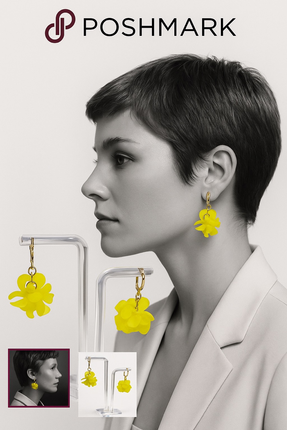 Yellow Flower Drop Earrings - photo 2