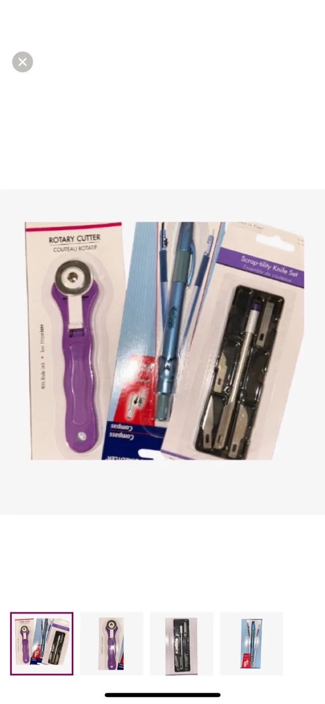 Olfa Rotary Cutter, Omnigrid Compass, Scrap-utility Knife Set image indicator(2)