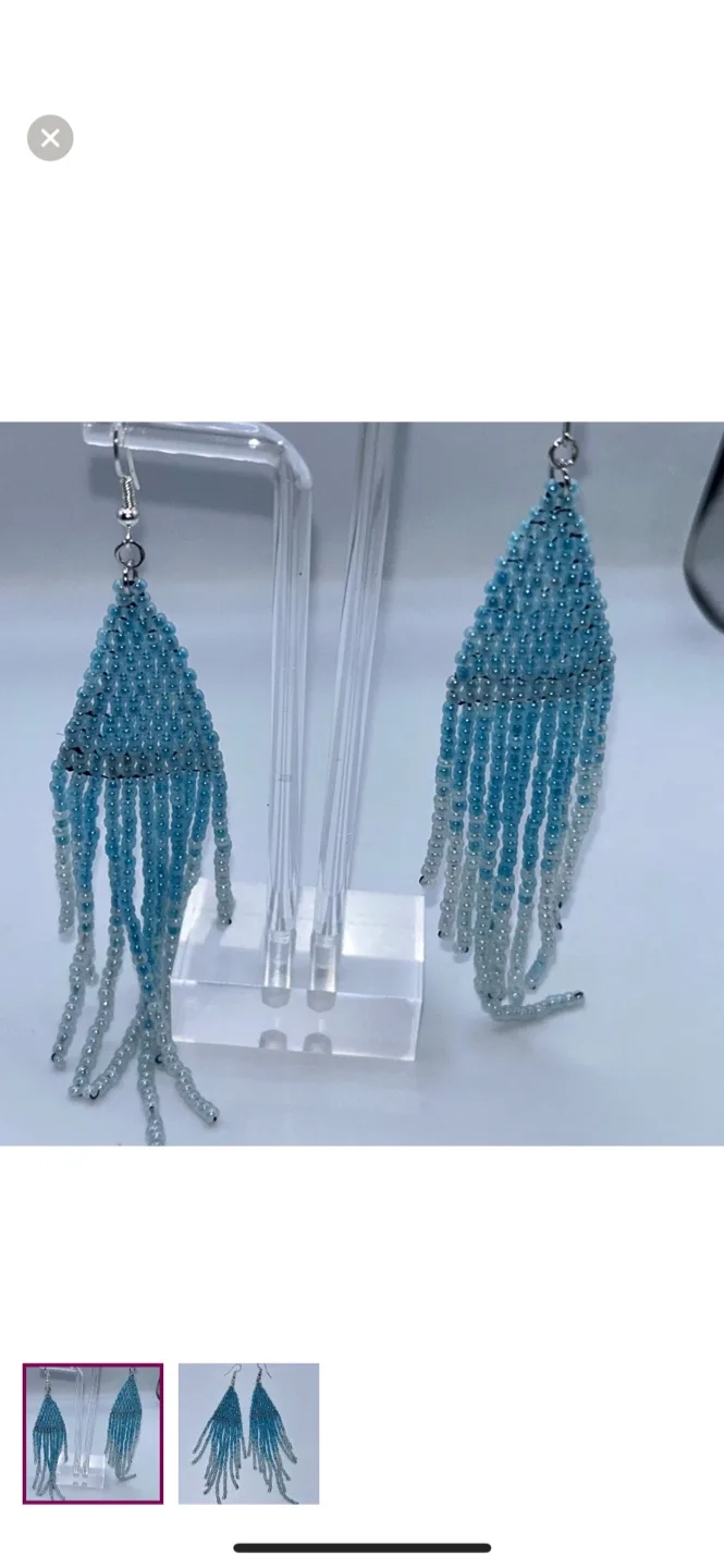 Beaded Fringe Earrings - Green image indicator(6)