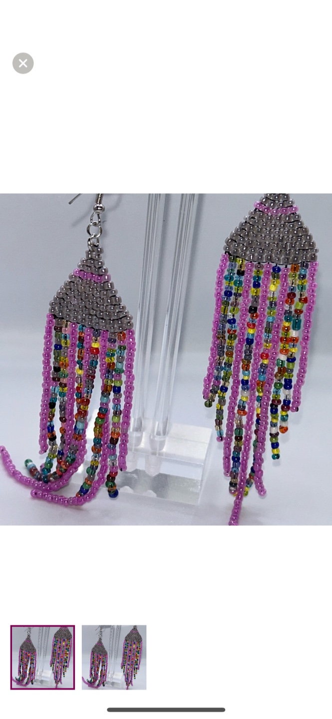 Beaded Fringe Earrings - Green - photo 4