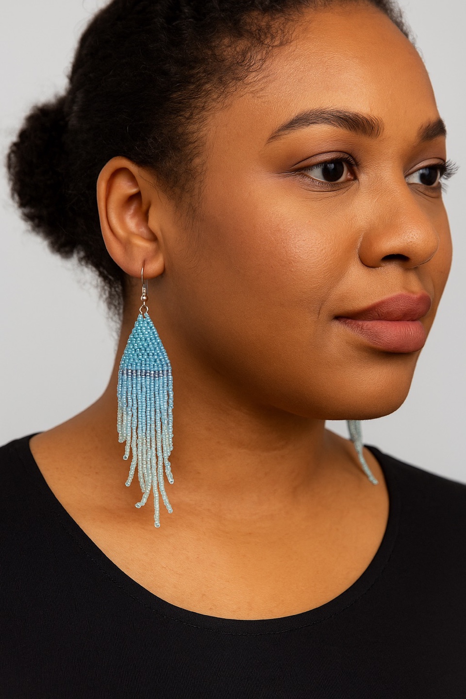 Beaded Fringe Earrings - Green - photo 5