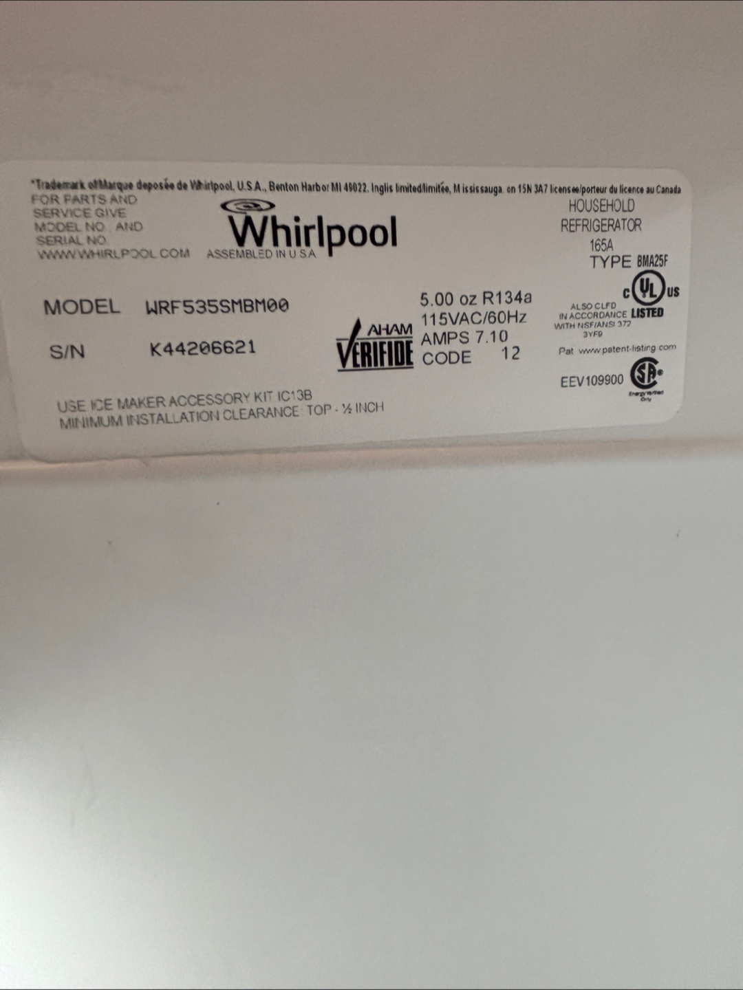 Whirlpool Refrigerator - Model WRF535SMBM00 - photo 4