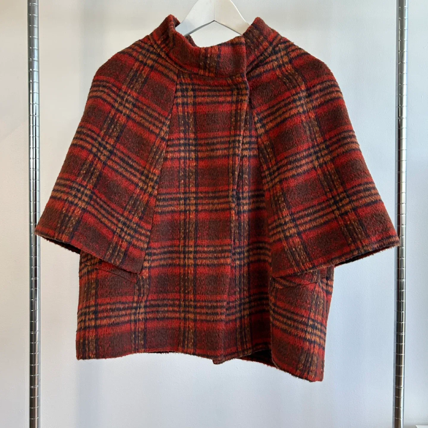 Anthropologie Plaid Wool Cape - One Size thumbnail