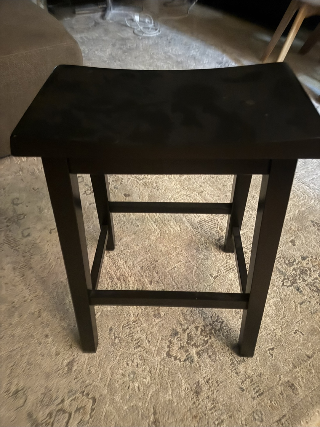 (3X) Black Wooden Bar Stool - photo 2