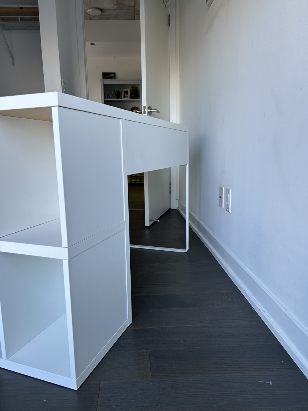 White Desk with Storage Shelves
